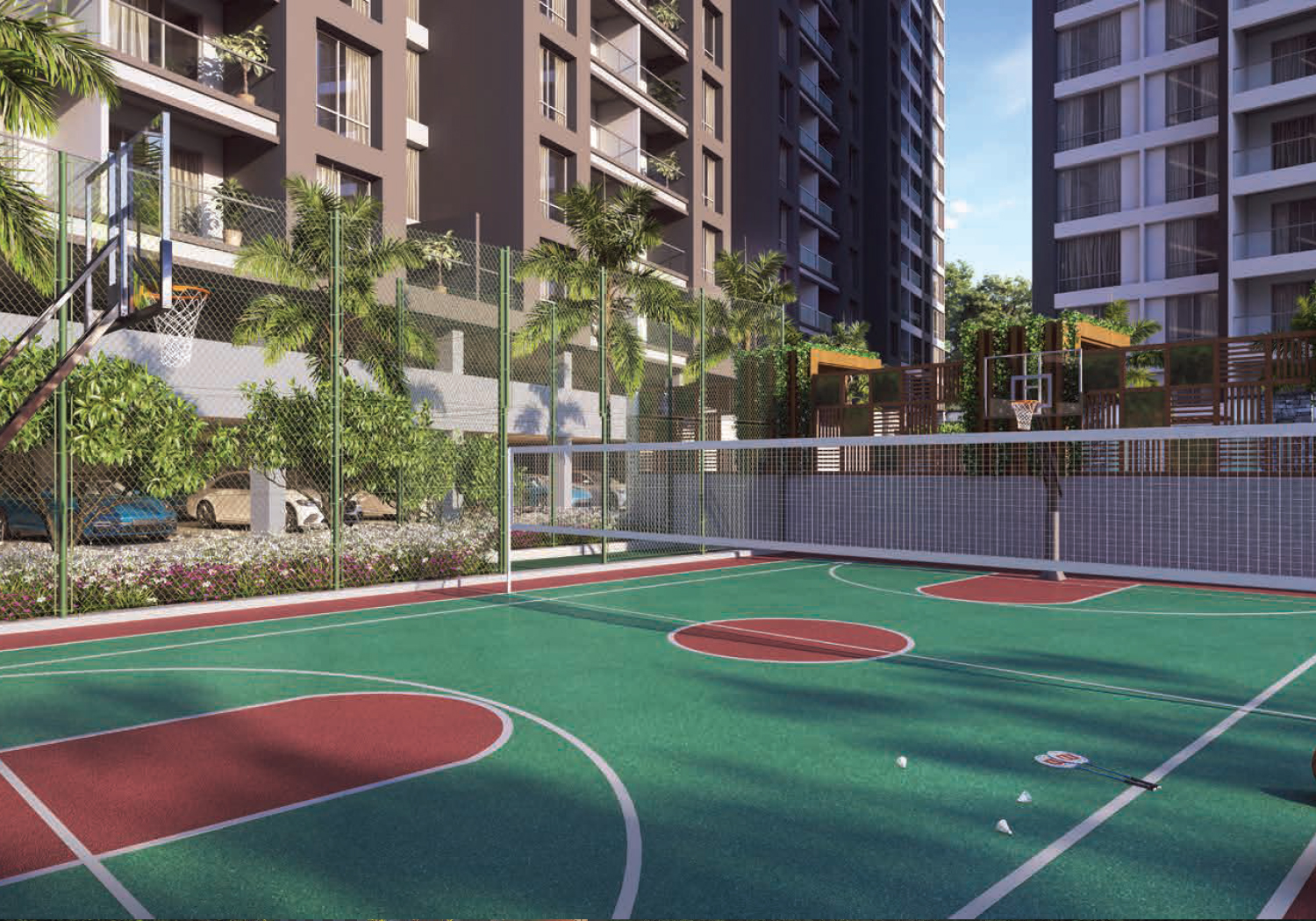 Exterior view of Majestique Landmarks &mdash; photo gallery, images, brochure, amenities, cost sheet, price breakup, availability details, RERA number, RERA certificate, possession date, layout plan, logo, floor plan, master plan, and location map showcasing project highlights and features.